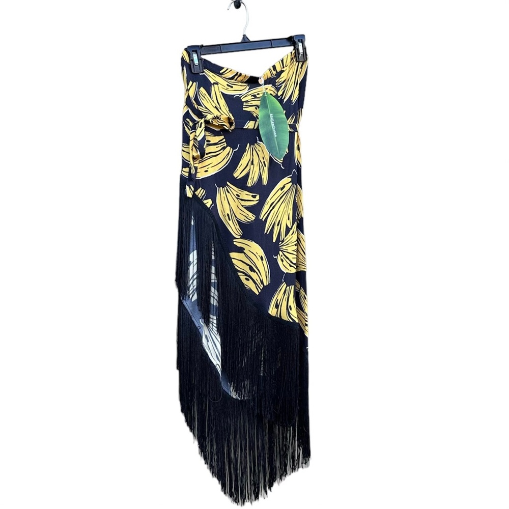 FARM Rio Black and Yellow Midi Skirt